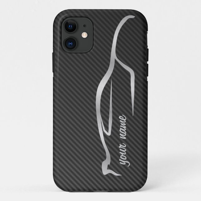 "addieren Sie Ihr Namens" Skyline-graues Case-Mate iPhone Hülle (Rückseite)