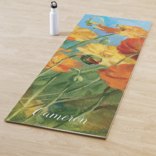 Addieren Sie Ihr Namens Sommer-Blumenfeld Yogamatte