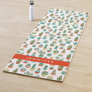 Addieren Sie Ihr Namens Succulents-Muster Yogamatte