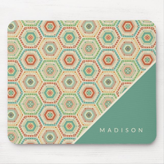 Addieren Sie Ihr Namens| Südwesthexagon-Muster Mousepad (Vorne)
