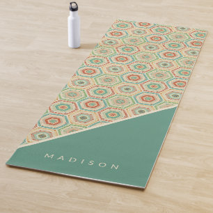 Addieren Sie Ihr Namens Südwesthexagon-Muster Yogamatte