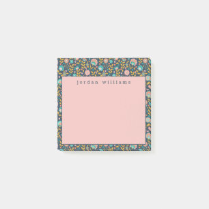 Addieren Sie Ihr Namens Volkskunst-Blumen-Muster Post-it Klebezettel
