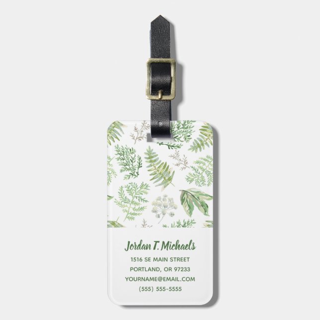 Addieren Sie Ihr Namens| Waldgrün kopieren Gepäckanhänger (Vorderseite vertikal)