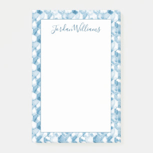 Addieren Sie Ihr Namens  weiches blaues Aquarell Post-it Klebezettel