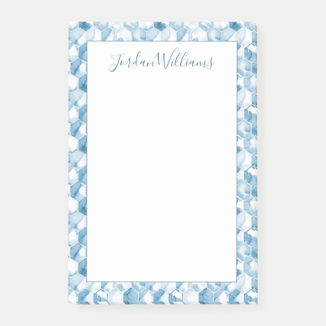 Addieren Sie Ihr Namens| weiches blaues Aquarell Post-it Klebezettel (Vorderseite)
