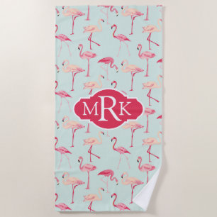 Addieren Sie Ihr Retro Flamingo-Muster des Strandtuch