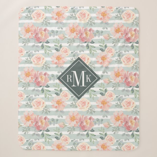 Addieren Sie Ihr Rosen-Streifen-Muster des Sherpadecke (Vorderseite)