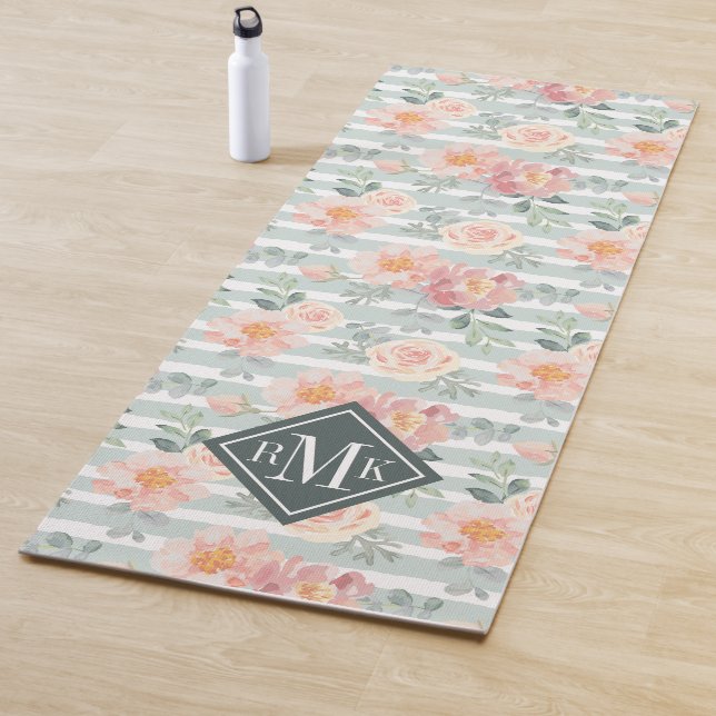 Addieren Sie Ihr Rosen-Streifen-Muster des Yogamatte (Beispiel)