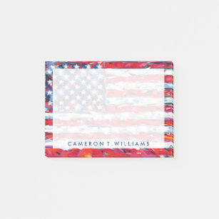 Addieren Sie Ihre Namens  amerikanische Flagge Post-it Klebezettel
