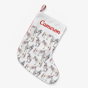 Addieren Sie Ihre Namens  Aquarell-Einhorn-Märche Kleiner Weihnachtsstrumpf