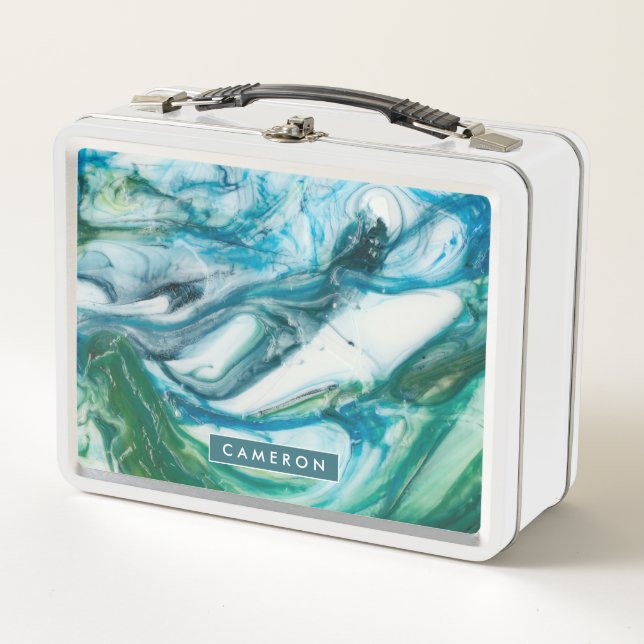 Addieren Sie Ihre Namens| Gezeiten- Schleife II Metall Lunch Box (Vorderseite)