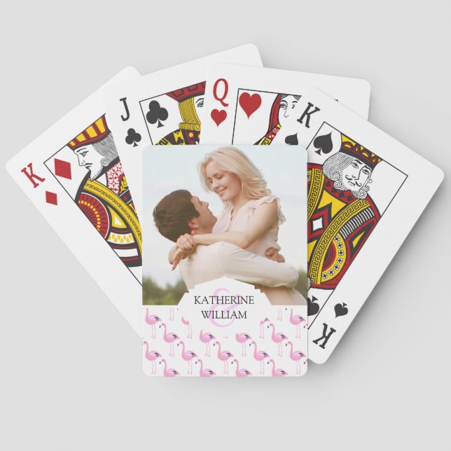 Addieren Sie Ihre Namens| rosa Flamingos Spielkarten (Rückseite)