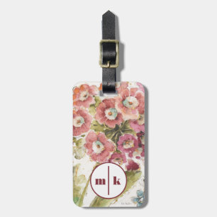 Addieren Sie Ihre rosa Primel des Monogramm- Gepäckanhänger