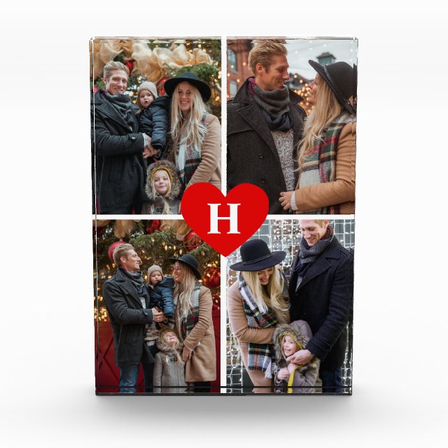 Addieren Sie Ihren eigenen Foto-Herz-mit Monogramm Fotoblock (Vorderseite)