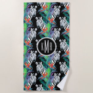 Addieren Sie Ihren Monogramm Zebra und exotischen Strandtuch