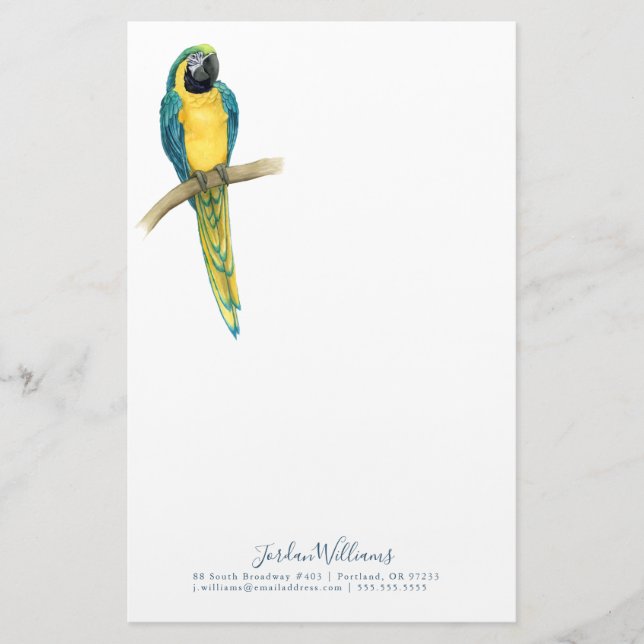 Addieren Sie Ihren Namens| aquamarinen Macaw Briefpapier (Vorderseite)