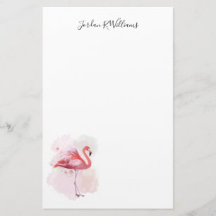 Addieren Sie Ihren Namens flaumigen Flamingo Briefpapier