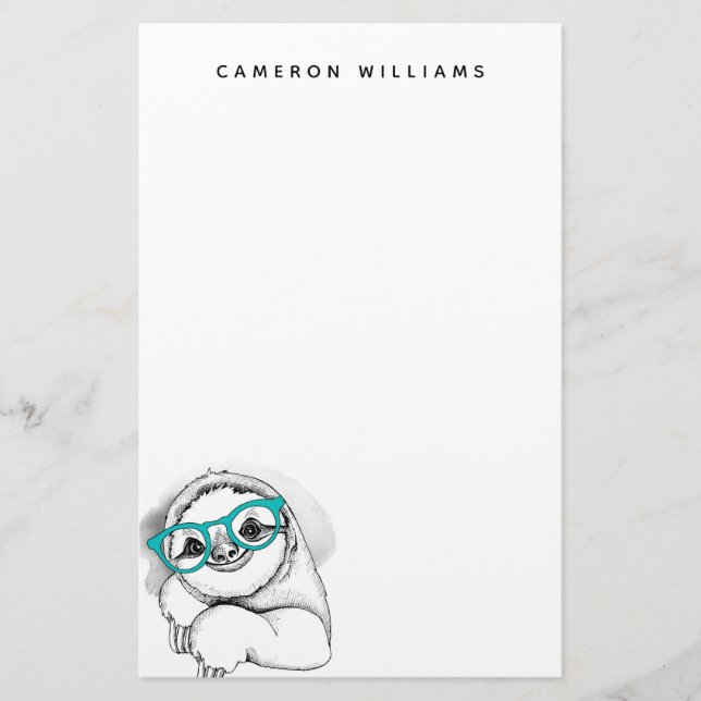 Addieren Sie Ihren Namens| HipsterSloth Briefpapier (Vorderseite)