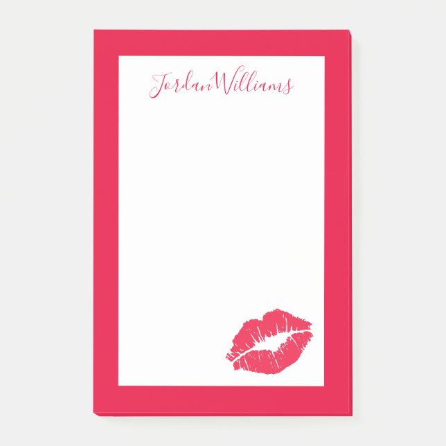 Addieren Sie Ihren Namens| Lippenstift-Kuss Post-it Klebezettel (Vorderseite)