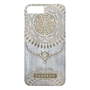 Addieren Sie Ihren Namens  Mandala-Goldentwurf iPhone 8 Plus/7 Plus Hülle