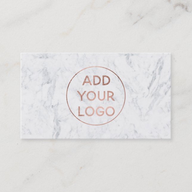 Addieren Sie Rosengoldtypographiemarmor des Logos Visitenkarte (Vorderseite)