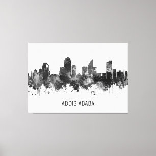 Addis Ababa Äthiopia skyline BW Leinwanddruck