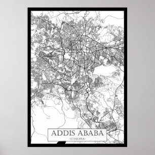 Addis Abeba Äthiopien Karte Poster