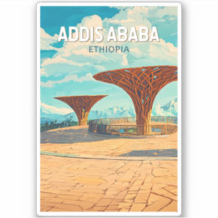 Addis Abeba Äthiopien Reise Kunst Vintage Aufkleber