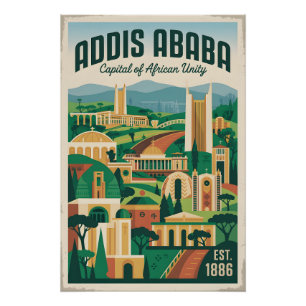 Addis Abeba Äthiopien Retro-Reiseposter-Kunst Poster