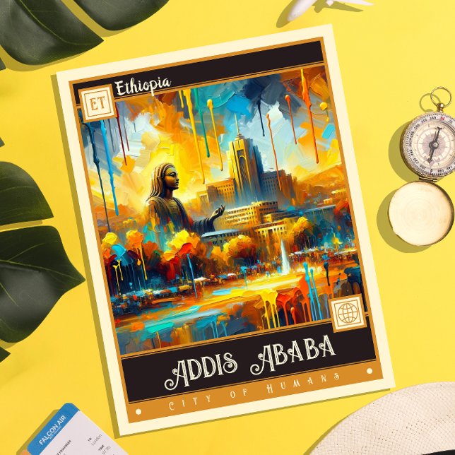 Addis Abeba, Äthiopien | Vintage Malerei Postkarte (Von Creator hochgeladen)