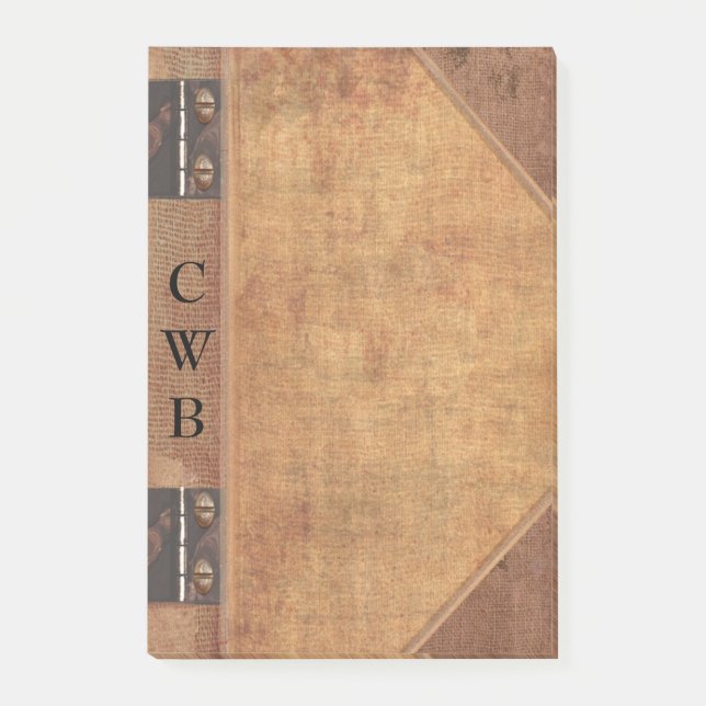 Addison Altes Buch Cool Monogramm Post-it Klebezettel (Vorderseite)