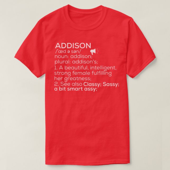 Addison Name Addison Definition Addison Weiblicher T-Shirt (Design vorne)
