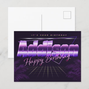 Addison Name Vorname lila Postkarte Geburtstag