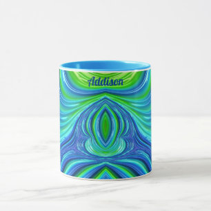 ADDISON ~ Zany 3D Fractal ~ Bleu Vert Mug