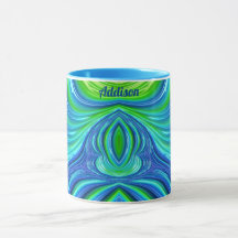 ADDISON ~ Zany 3D Fraktal ~ Blaue grüne Tasse