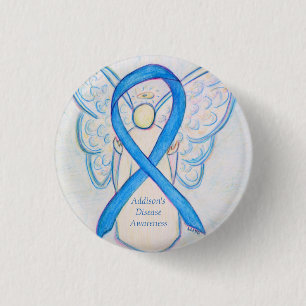 Addison's Disease Awareness Angel Ribbon Art Butto Button