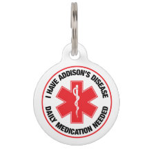 Addison's Disease Medical Alert Pet Tag