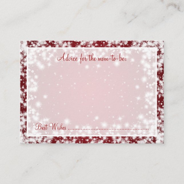 Addon Card Baby Dusche Winter Sparkle Rot Hinweiskarte (Vorderseite)