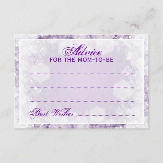 Addon Card Baby Shower Night Sparkle Lila Hinweiskarte (Vorderseite)