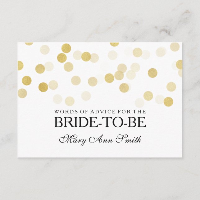 Addon Card Brautparty Imitate Gold Foil Glitzer Hinweiskarte (Vorderseite)