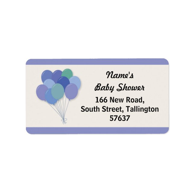 Address Labels BALLOONS Baby Shower Pop Blue Boy Adressaufkleber (Vorne)