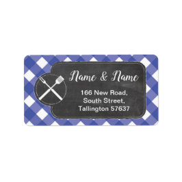 Address Labels Blue gingham GRILLEN Chalk Adressaufkleber