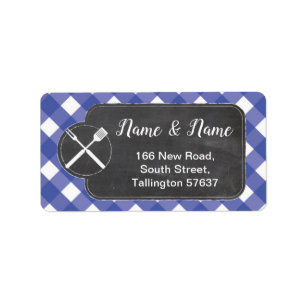 Address Labels Blue gingham GRILLEN Chalk Adressaufkleber