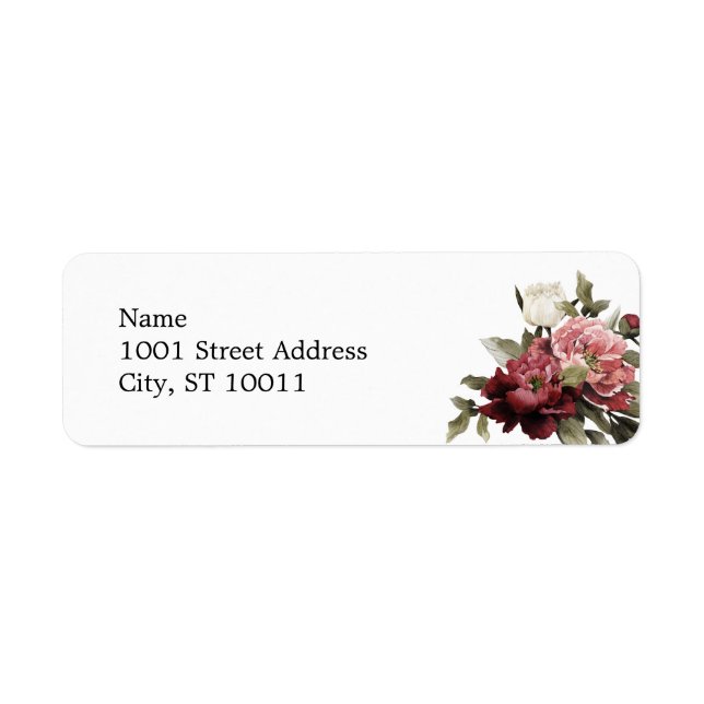 Address Labels Burgundy & Blush Bouquet (Vorne)