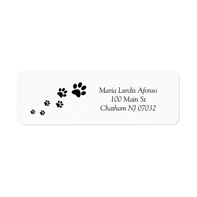 Address Labels Cat Dog Paws Black (Vorne)