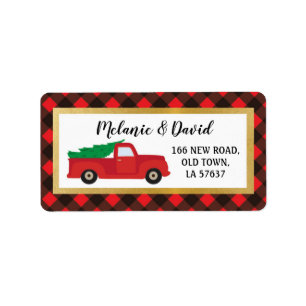 Address Labels Festive Frohe Weihnachtswagen Red Adressaufkleber