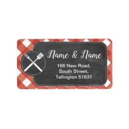 Address Labels Red gingham GRILLEN Chalk Adressaufkleber