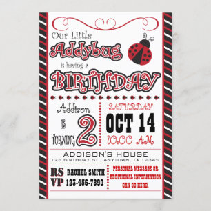 Addybug 2e anniversaire Invitations