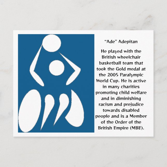 "Ade" Adepitan, Rollstuhl-Basketballspieler Postkarte (Vorderseite)