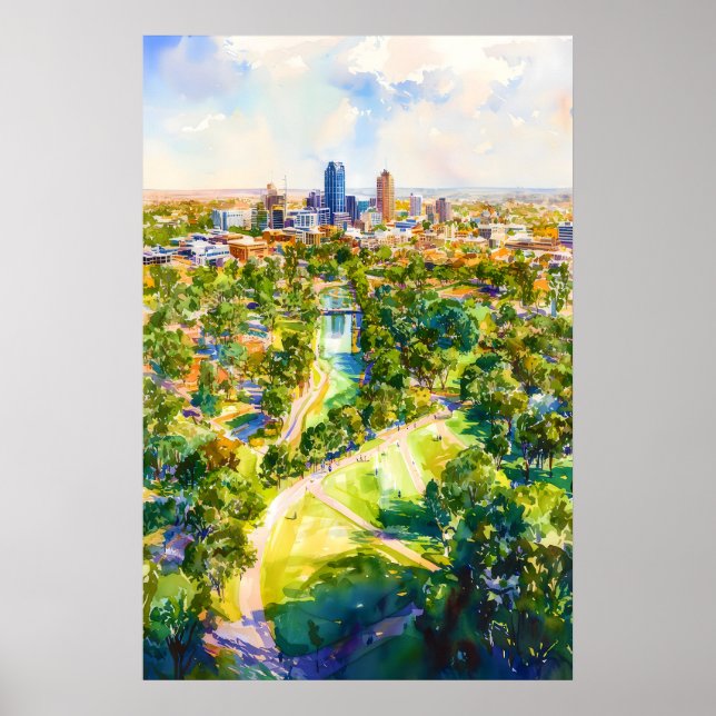 Adelaide Aquarell Poster Wandkunst Adelaide Wand (Vorne)